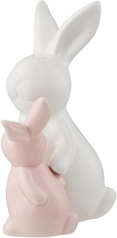 عيد الفصح الزخرفية الأم الطفل السيراميك أرنب زخرفة الراقية النحت أرنب السيراميك السلس المستخدمة لفصل الربيع البستانية معرض سطح المكتب الديكور (الوردي جنبا إلى جنب) in Kuwait