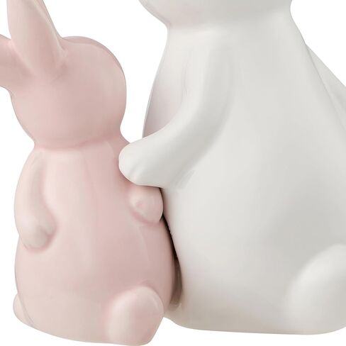 عيد الفصح الزخرفية الأم الطفل السيراميك أرنب زخرفة الراقية النحت أرنب السيراميك السلس المستخدمة لفصل الربيع البستانية معرض سطح المكتب الديكور (الوردي جنبا إلى جنب) in Kuwait