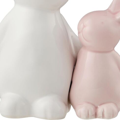 عيد الفصح الزخرفية الأم الطفل السيراميك أرنب زخرفة الراقية النحت أرنب السيراميك السلس المستخدمة لفصل الربيع البستانية معرض سطح المكتب الديكور (الوردي جنبا إلى جنب) in Kuwait
