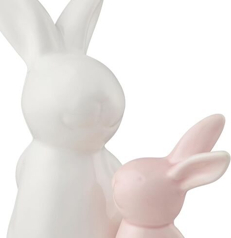 عيد الفصح الزخرفية الأم الطفل السيراميك أرنب زخرفة الراقية النحت أرنب السيراميك السلس المستخدمة لفصل الربيع البستانية معرض سطح المكتب الديكور (الوردي جنبا إلى جنب) in Kuwait