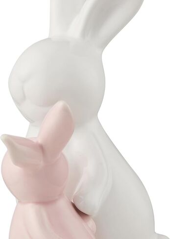 عيد الفصح الزخرفية الأم الطفل السيراميك أرنب زخرفة الراقية النحت أرنب السيراميك السلس المستخدمة لفصل الربيع البستانية معرض سطح المكتب الديكور (الوردي جنبا إلى جنب) in Kuwait