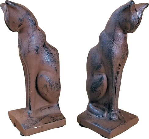 Cat Bookends Set Heavy Cast Iron Rustic Brown in Kuwait
