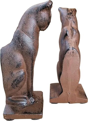 Cat Bookends Set Heavy Cast Iron Rustic Brown in Kuwait