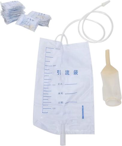 25pcs Urinary Drainage Bags, Male Urinary Drainage Bag Set, 1000ml Catheter Bags for Elderly Healthy Care, Household Drainage Bag Tub for Men in Saudi Arabia