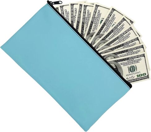 Bank Deposit Money Bag with Zipper,5 Colors Leather Bags Wallet Pouches,Coin Bags for Cash Money,Makeup Bags,Cases for Cash, Coins, Cosmetics, Invoice, Bills,11.4x 6.1 inch,5 Packs in Saudi Arabia