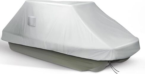 غطاء قارب البركة 8-10.2 قدم، أغطية القوارب البحرية 420D، مقاومة للماء، مقاومة للأشعة فوق البنفسجية، تناسب قارب البركة وقارب الصيد، عرض الشعاع يصل إلى 50 بوصة، رمادي in Kuwait