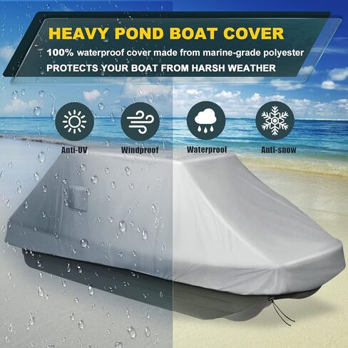 غطاء قارب البركة 8-10.2 قدم، أغطية القوارب البحرية 420D، مقاومة للماء، مقاومة للأشعة فوق البنفسجية، تناسب قارب البركة وقارب الصيد، عرض الشعاع يصل إلى 50 بوصة، رمادي in Kuwait