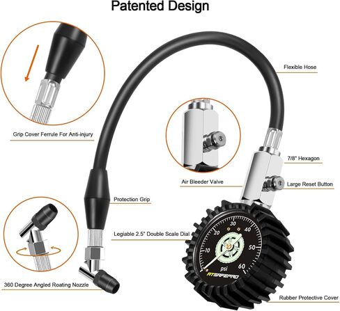 Tire Pressure Gauge 100psi Glow in The Dark, ATsafepro 2.5" Dial Mechanical Tire Gauges for Tire Pressure, Certificated Accuracy Analog Air Pressure Gauge for Cars, Trucks, Bicycles. in Saudi Arabia