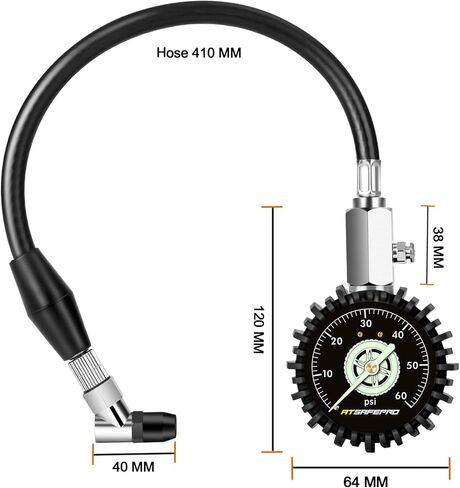 Tire Pressure Gauge 100psi Glow in The Dark, ATsafepro 2.5" Dial Mechanical Tire Gauges for Tire Pressure, Certificated Accuracy Analog Air Pressure Gauge for Cars, Trucks, Bicycles. in Saudi Arabia