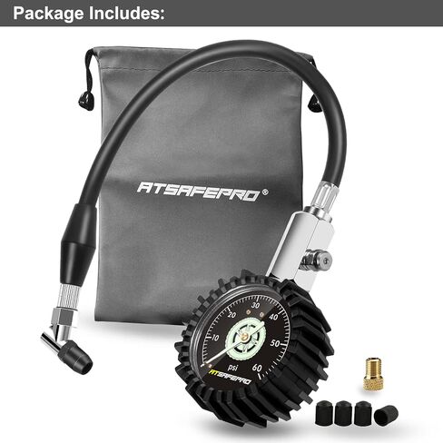 Tire Pressure Gauge 100psi Glow in The Dark, ATsafepro 2.5" Dial Mechanical Tire Gauges for Tire Pressure, Certificated Accuracy Analog Air Pressure Gauge for Cars, Trucks, Bicycles. in Saudi Arabia