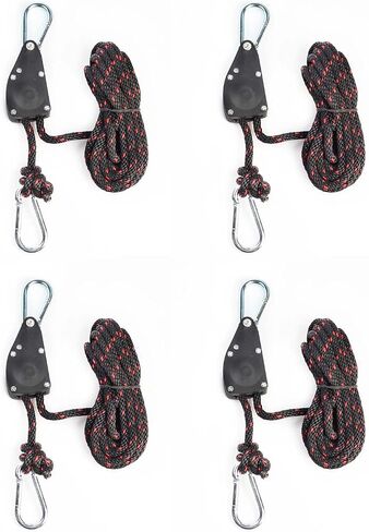 4Pcs 1/4' Retractable Ratchet Straps & Tie Down Anchors, Adjustable Heavy Duty Bow Hanger for Kayak, Canoe and Motorcycle, Black in Saudi Arabia
