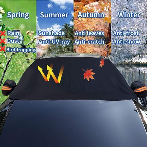 غطاء الزجاج الأمامي Ovege للثلج والثلج مع غطاء مرآة جانبية | غطاء ثلجي للزجاج الأمامي خفيف الوزن مغناطيسي| غطاء الصقيع للزجاج الأمامي المقاوم للماء | قياسي (63 × 49 بوصة) in Kuwait