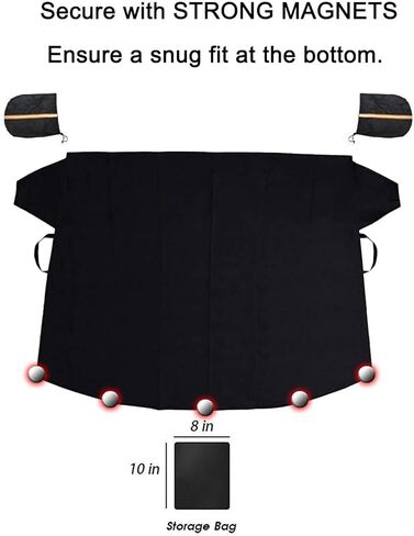 غطاء الزجاج الأمامي Ovege للثلج والثلج مع غطاء مرآة جانبية | غطاء ثلجي للزجاج الأمامي خفيف الوزن مغناطيسي| غطاء الصقيع للزجاج الأمامي المقاوم للماء | قياسي (63 × 49 بوصة) in Kuwait