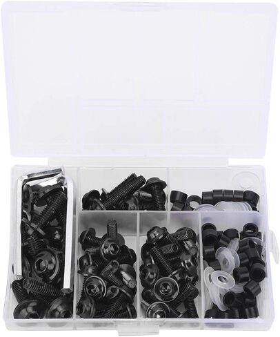 Universal Motorcycle Fairing Bolt Kit, 158Pcs Motorcycle Windscreen Screws Aluminum Fairing Bolts Nut Clips Kit, M5 M6 Washers Nuts Screws Assortment Kit(Gold) in Saudi Arabia