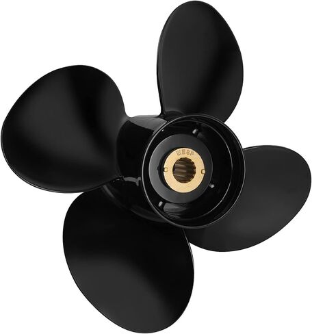 13.4x15 OEM 48-8M8026580 ترقية المروحة الخارجية الألومنيوم تناسب محركات الزئبق 40-140 HP 4 شفرات 15 خدد الأسنان، RH in Kuwait