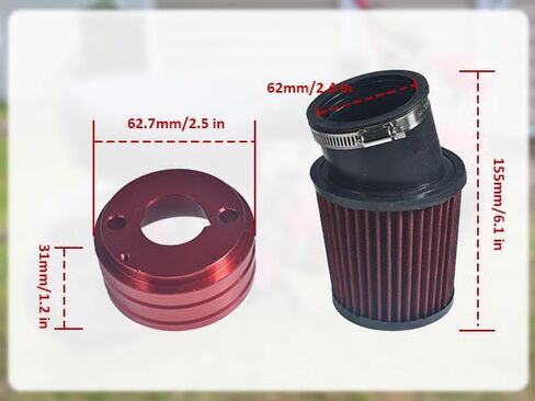 62 مللي متر محول مرشح الهواء كمية شرارة التوصيل عدة ل المفترس 212cc 6.5 HP GX160 GX200 دراجة نارية سكوتر ATV الترابية دراجة الأحمر in Kuwait