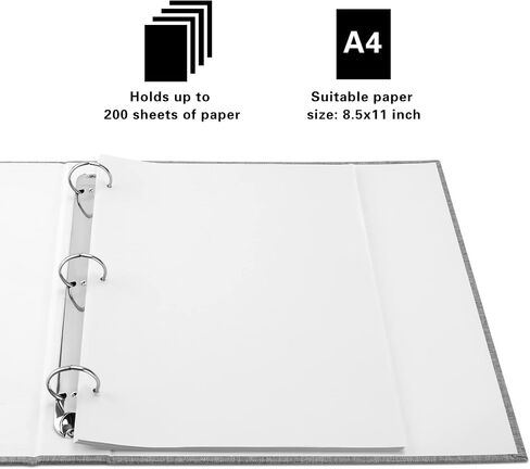 A4 Kraft Binder 3-Holds Round Ring Binder 2 Pack, Durable Binding Hard Cover Protector for Journal,Notebook,Inserted Sheets and Refill Paper,Fit for A4 3-Hole Paper,holds 200 Sheets Capacity (A4 Size) in Kuwait