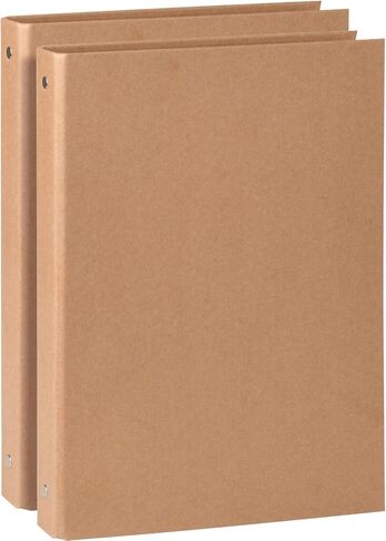 A4 Kraft Binder 3-Holds Round Ring Binder 2 Pack, Durable Binding Hard Cover Protector for Journal,Notebook,Inserted Sheets and Refill Paper,Fit for A4 3-Hole Paper,holds 200 Sheets Capacity (A4 Size) in Kuwait