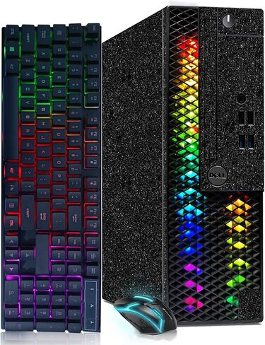 كمبيوتر مكتبي للألعاب RGB من Dell، Intel Core I5-8500 حتى 4.1 جيجا هرتز، GeForce GT 1030 2G GDDR5، 16 جيجا DDR4، 512 جيجا SSD، لوحة مفاتيح وماوس RGB، 600M WiFi وبلوتوث 5.0، Win 11 Pro (متجدد) in Saudi Arabia