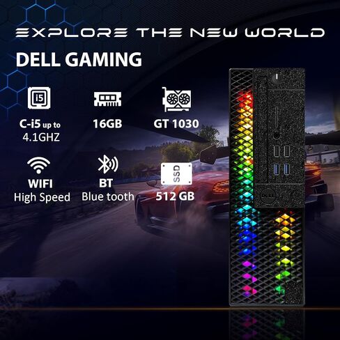كمبيوتر مكتبي للألعاب RGB من Dell، Intel Core I5-8500 حتى 4.1 جيجا هرتز، GeForce GT 1030 2G GDDR5، 16 جيجا DDR4، 512 جيجا SSD، لوحة مفاتيح وماوس RGB، 600M WiFi وبلوتوث 5.0، Win 11 Pro (متجدد) in Saudi Arabia