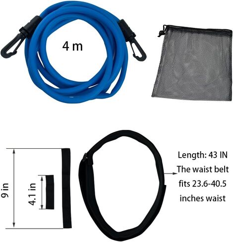 Swim Training Belts 4 Meter Swim Stationary Tether Swim Harness Static Swim Resistance Bands Bungee Cords for Adult Kids Swim Belt in Saudi Arabia