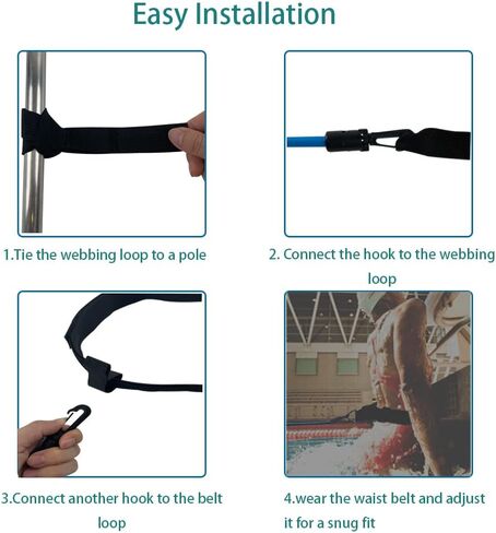 Swim Training Belts 4 Meter Swim Stationary Tether Swim Harness Static Swim Resistance Bands Bungee Cords for Adult Kids Swim Belt in Saudi Arabia