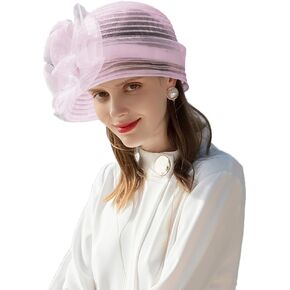 Floral Derby Fascinators Hats for Women Ladies Wedding Tea Party Fedora Hat Floppy Sun Cap Pink