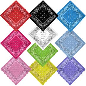 10 Pcs bandanas,Bulk Head Scarf,22 inch Head Wrap,10colors,Polyester Headband,Unisex handkerchief,Bandana for Men Women (10 PCS)