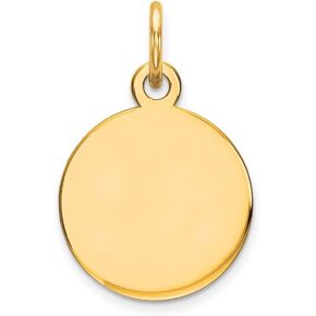 925 Sterling Silver Yellow Gold-Plated Engravable Round Disc Charm Pendant - 18mm x 12mm