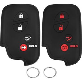 QBUC 2PCs لـ LEXUS GX460 RX350 KEY FOB ، لـ LEXUS IS250 IS350 GS450H ES350 CT200H LS460 LS600H LX570 RX450H سيليكون مفتاح CASE CASE CASE CASE SHART SMART SMART SMART (Black+Black)