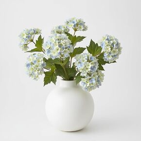ANNIE&PANDA 27 Inch Artificial Hydrangea Flowers, 4 Stems with 3-Head Blooms, White to Blue Gradient – Real Touch, Maintenance-Free for Wedding Centerpieces, Home & Office Decor