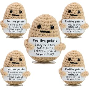 Birthday Positive Potato with Stand. Emotional Support Crochet Gift. Happy Birthday Gifts for Women, for Her. Present for Mom. Funny Gag Gift for Friends.