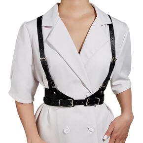 Punk Belt Strap Faux Leather Wide Black Waist Halloween Cosplay Rave Sccessories Body Punk Goth Belt Harness for Women Fashion