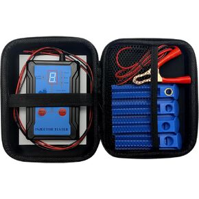 Updated Fuel Injector Cleaner Kit with 2 Universal & 2 Dedicated Flush Cleaner Adapter,8 Pulse Modes Fuel Injector Tester,Four-Wire Dual Channel fuel injector cleaning kit with 40" Long Power Cord