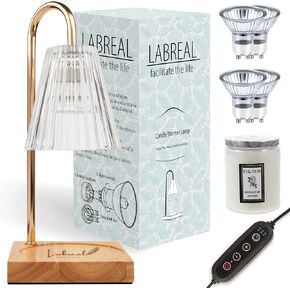 Candle Warmer Lamp with Timer & Dimmer with 4 Bulbs and 1 Scented Candle - New Elegant Home Bedroom Decor, Aromatherapy Candle Light, House Warming Mothers Day Gifts Candle Lamp Warmer for Jar Candles