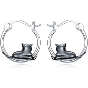 Midari hypoallergenic sterling Silver Animal Huggie Hoop أقراط لطيفة فيل/حيدن/أسود قطة/ديناصور/أقراط الباندا ذات الأذنين الحساسة الودية التآكل اليومي هدايا للنساء