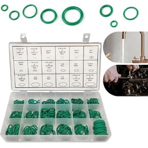 270 PCS Car O-Type Gasket Kit, 18 Specifications of Rubber Air Conditioner Compressor Bearing Rings with Portable Storage Box, Multifunctional Replacement Accessories, for Most Cars (Green)