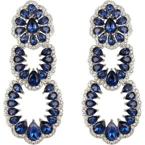Flyonce Vintage Rhinestone Chandelier أقراط ، زفاف الزفاف Crystal Art Deco Hollow Drop Dangle Strains