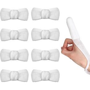 Finger Bandages 8pcs Finger Bob Bandage Tubular Bandage Dressings Finger Cots White Finger Stall Cotton Finger Support Splint for Work Kitchen Finger Protection‘