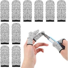 10 Pcs Breathable Cut Resistant Finger Cots,Finger Covers Protection for Finger Tips Crochet Finger Protector Reusable Finger Cots Non Slip Finger Guards for Cutting Food Carving Kitchen,Grey