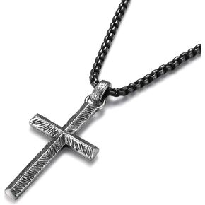 925 Sterling Silver Cross Necklace Men - قلادة صليب فضية من الفضة الاسترليني المؤكسدة مع سلسلة الصلب الفولاذ المقاوم للصدأ قلادات فريدة من نوعها المجوهرات الفضية للنساء الرجال 18-24 بوصة