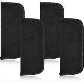 Grevosea 4 Pack Slip in Eyeglasses Cases, Soft Protective Glasses Case Black Storage Glasses Sleeve Eyeglass Pouch Holder for Women Men Glass Sunglass Reading Glass