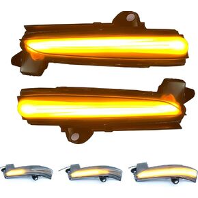 2x Sequential Dynamic Mirror Turn Signal Lights Assemely for Ford Fusion 2013-2020,Replacement DS7Z13B374A,Driver & Passenger Side Pair LED Indicator Lamps,Smoked Lens，USA Version