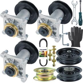3 Pack Pre-Greased 587819701 Spindle Assembly Kit with 173435 Pulley 196104 Pulley 196106 Pulley 177968 Pulley Replaces Husqvarna 532187281, 187292, 192870, 587820301, 587253301, 532187292