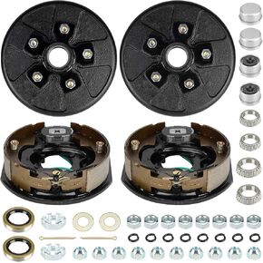 Youxmoto 5 on 5" Trailer Hub Brake Drum Kits, with 10" x 2-1/4" Electric Brakes, for 3500 Lbs Axle, Replacement Brake Hub Drum Assembly for Rvs, Trailer and Semi Truck