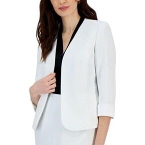 Kasper Women's Cardigan-Style Blazer-Rolled Cuff Sleeves