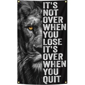 Inspirational Lion Tapestry Inspirational Upward Poster 3X5FT Positive Energy Aesthetics Decoration Children's Room, Study, Bedroom Living Room, Office Wall Decoration