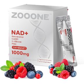 zooone- NAD+ Supplement 30pcs, Premium Nicotinamide Riboside & Resveratrol, DNA Repair & Healthy Aging， Advanced NAD Supplement for Men & Women, Boosts Cellular Energy