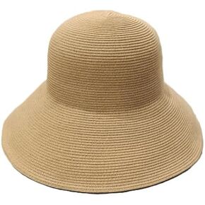 YOUNTOON Womens Beach Sun Straw Hat UV UPF 50+ Travel Foldable Brim Summer UV Hat Khaki