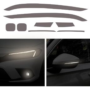 TOMALL 3 Pair Headlight Fog Light Rearview Mirror Light Vinyl Films Smoke Tint Compatible with Honda 11th Gen Civic 2022-2025+ Light Transmission Tint Wrap Exterior Sticker Decorations Trim (Pink)